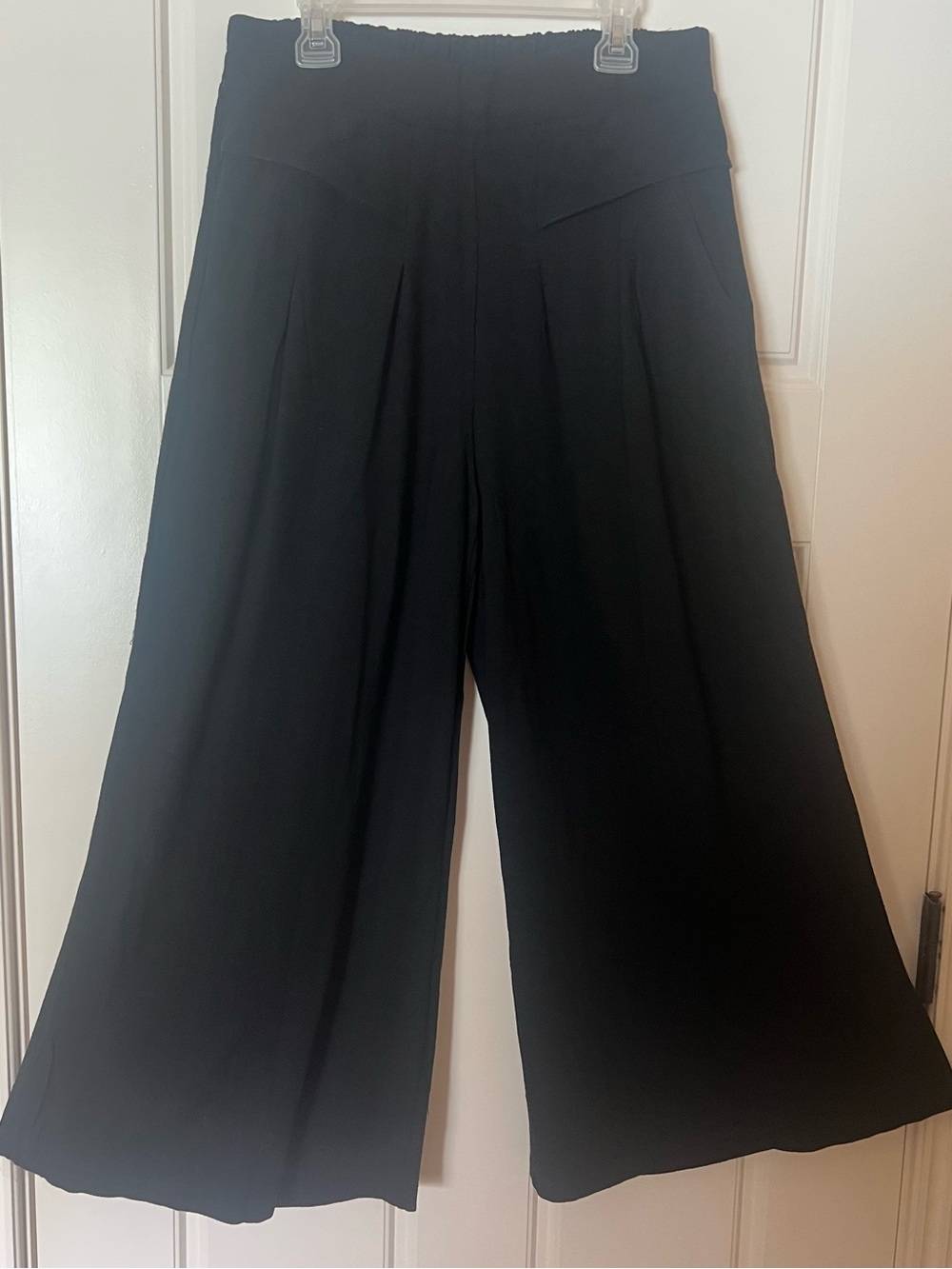 Wide Leg Black Linen Blend Palazzo Pants - Women's Sz M